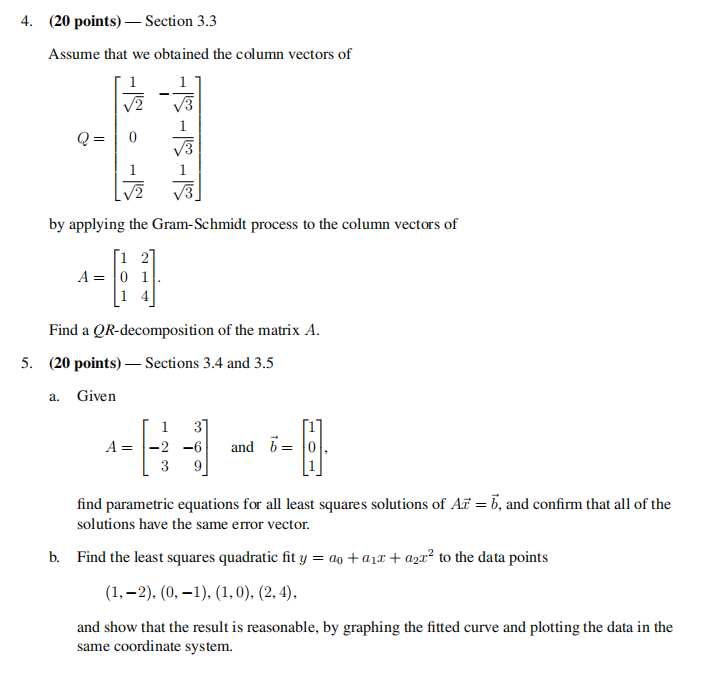 Solved Assume that we obtained the column vectors of | Chegg.com