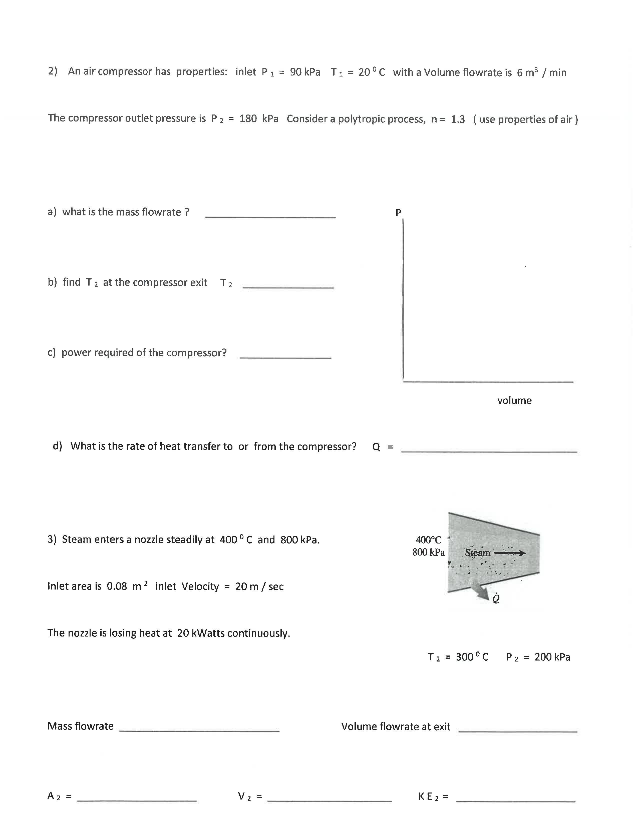 Solved 2) An air compressor has properties: inlet P1 = 90 | Chegg.com