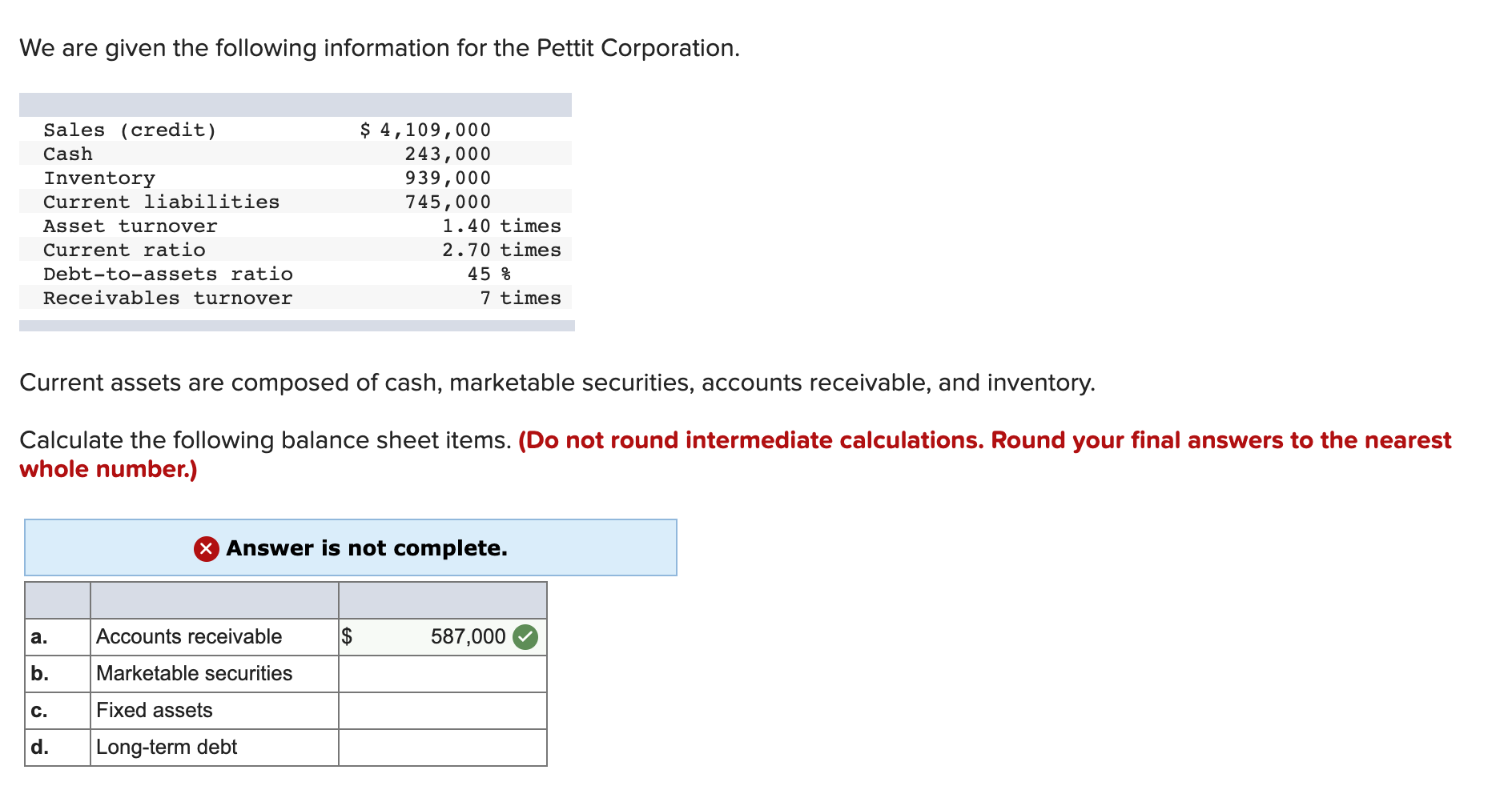 Solved We are given the following information for the Pettit | Chegg.com