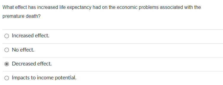 Solved What Effect Has Increased Life Expectancy Had On The | Chegg.com