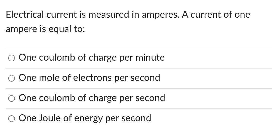 Solved Electrical current is measured in amperes. A current | Chegg.com