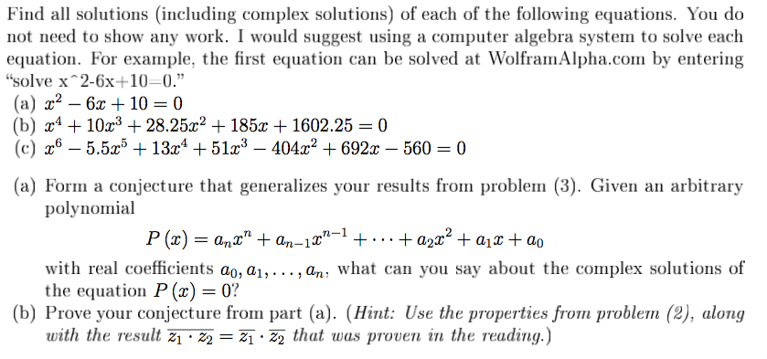Find all solutions (including complex solutions) of | Chegg.com