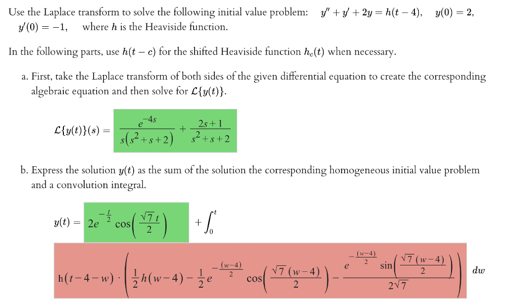 Solved Use the Laplace transform to solve the following | Chegg.com