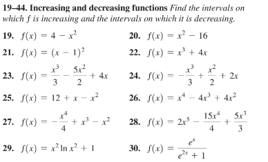 Solved = 19-44. Increasing and decreasing functions Find the | Chegg.com