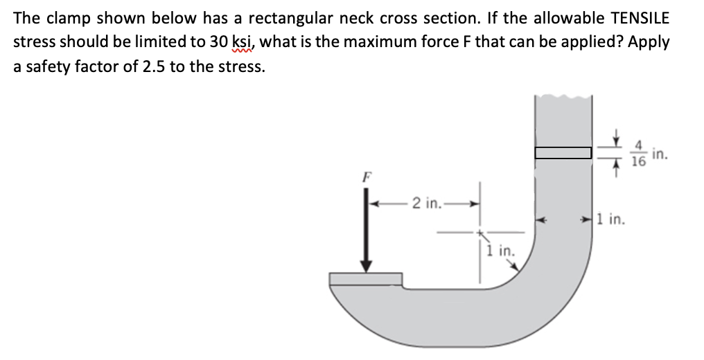Solved The clamp shown below has a rectangular neck cross | Chegg.com