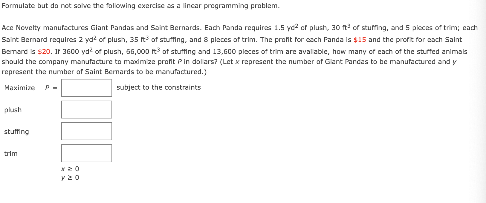 Solved Formulate but do not solve the following exercise as | Chegg.com