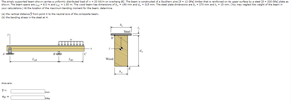 Solved The simply supported beam shown carries a uniformly | Chegg.com