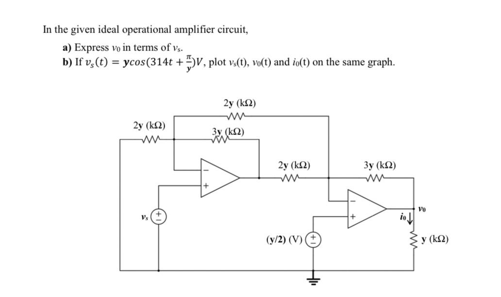 Solved In the given ideal operational amplifier circuit, a) | Chegg.com