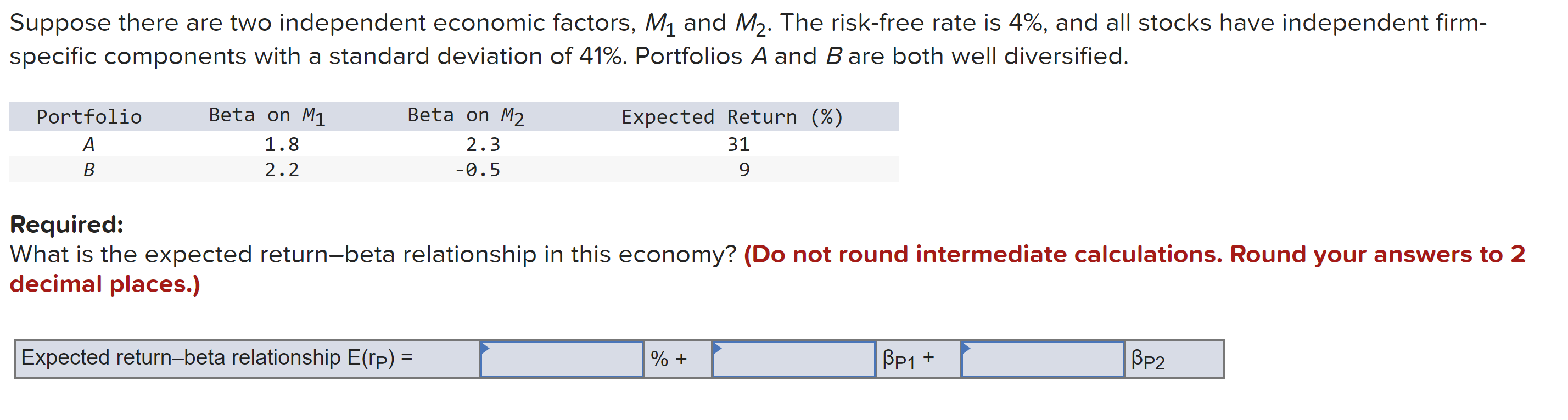 Solved Suppose There Are Two Independent Economic Factors 8825