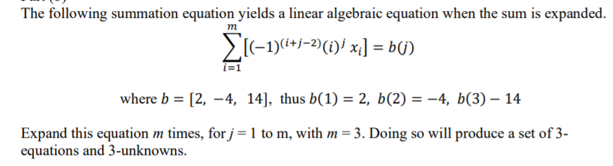 Solved m The following summation equation yields a linear | Chegg.com