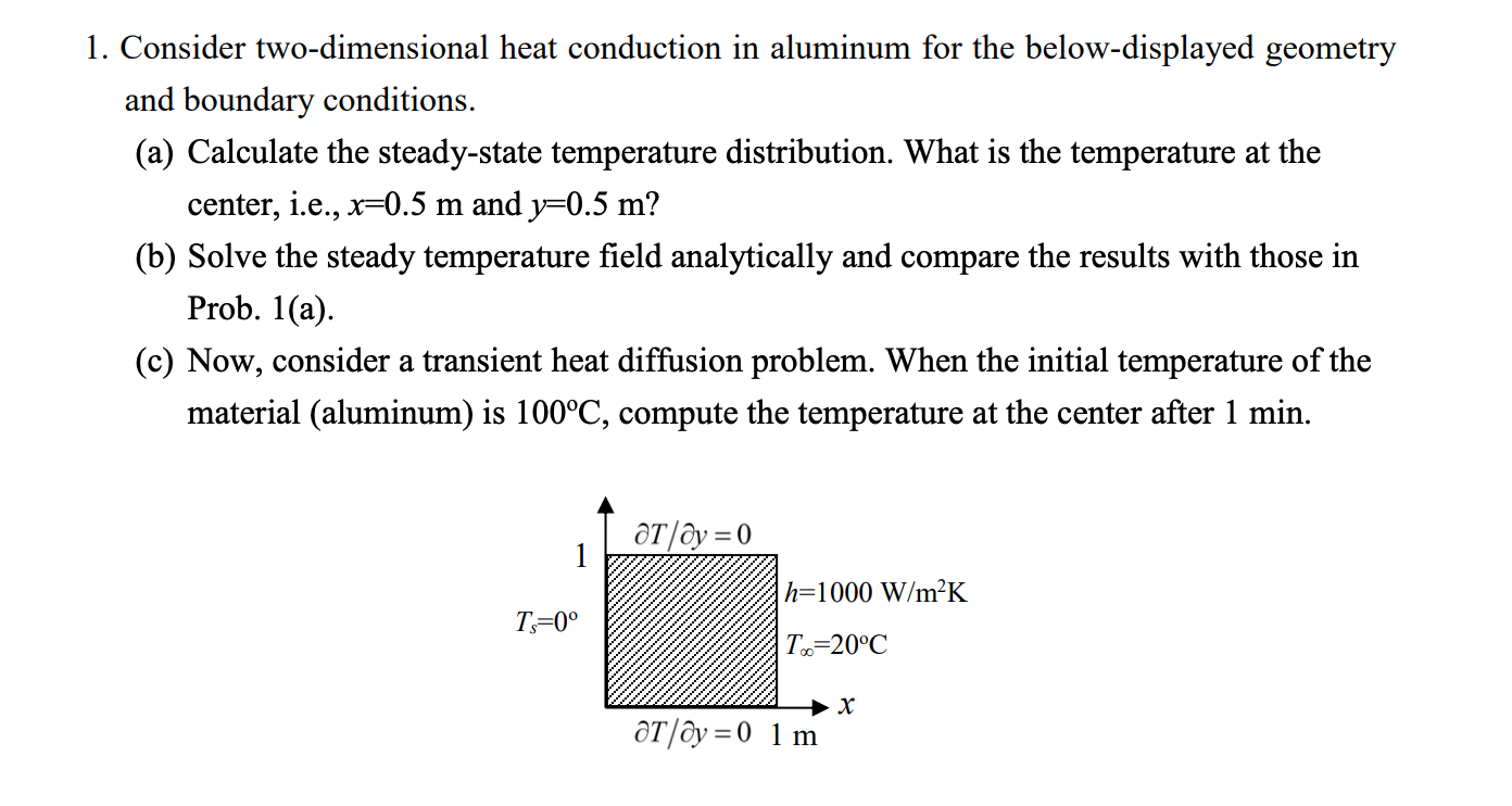 1. Consider two-dimensional heat conduction in | Chegg.com