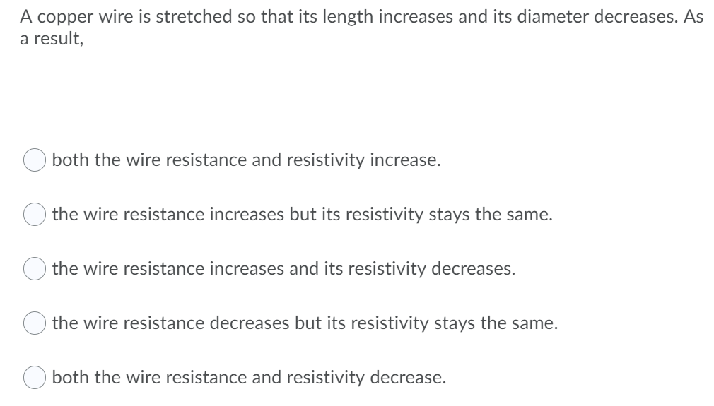 Solved A copper wire is stretched so that its length