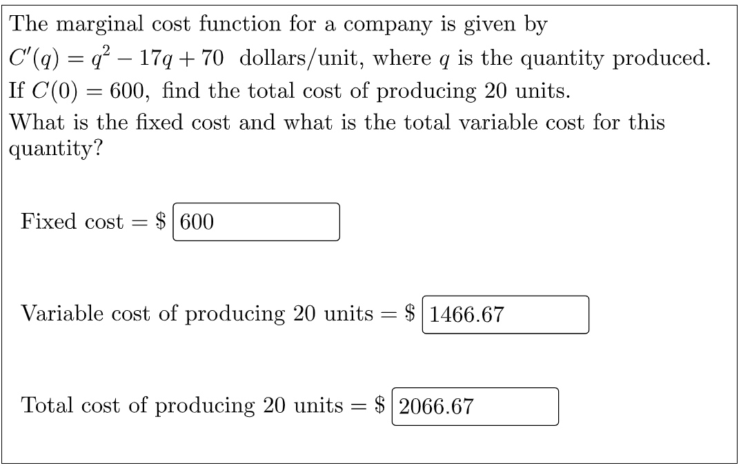 Solved The marginal cost function for a company is given by | Chegg.com