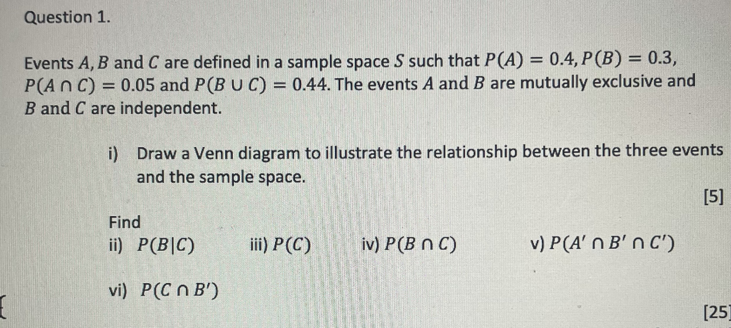 Solved Events A,B and C are defined in a sample space S such | Chegg.com