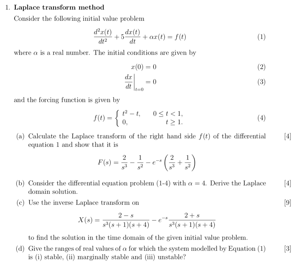 Solved 1. Laplace transform method Consider the following | Chegg.com