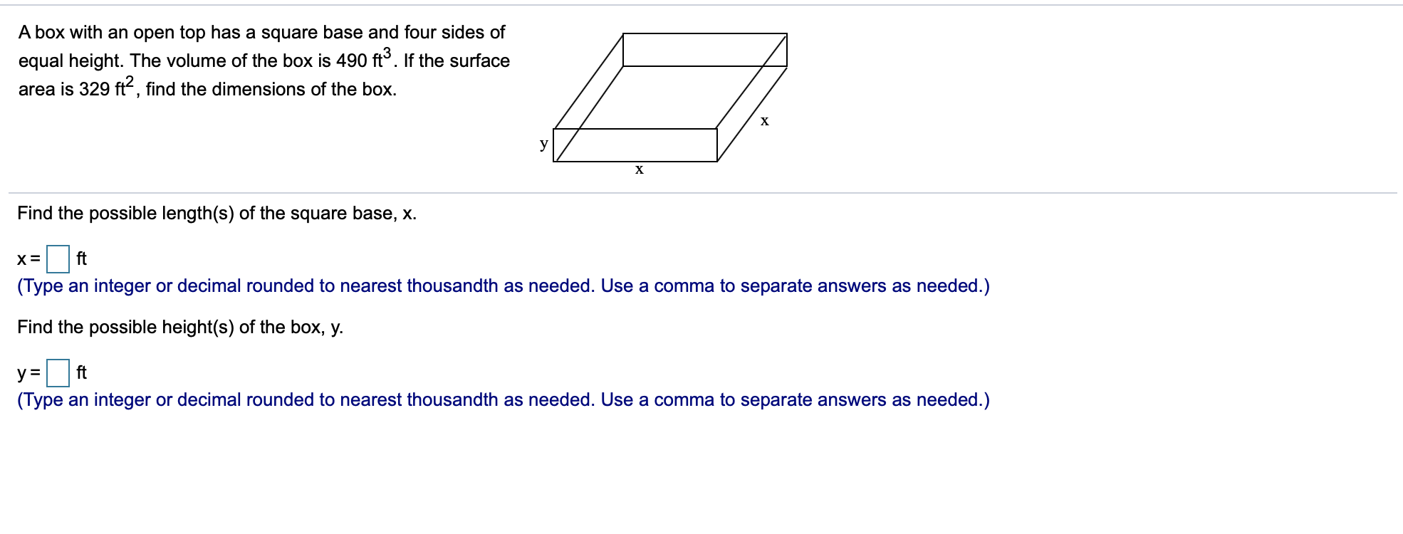 Solved A box with an open top has a square base and four | Chegg.com