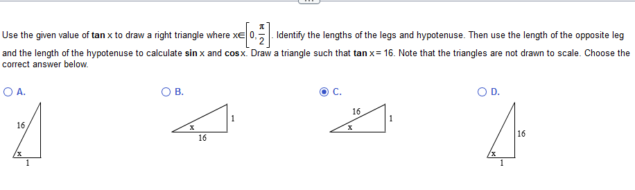 Solved Use the given value of tanx to draw a right triangle | Chegg.com