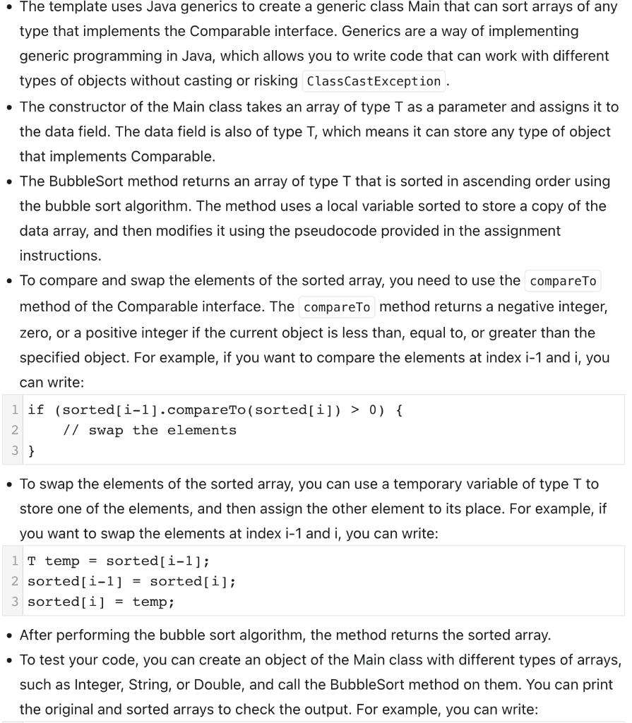 Solved - The template uses Java generics to create a generic | Chegg.com