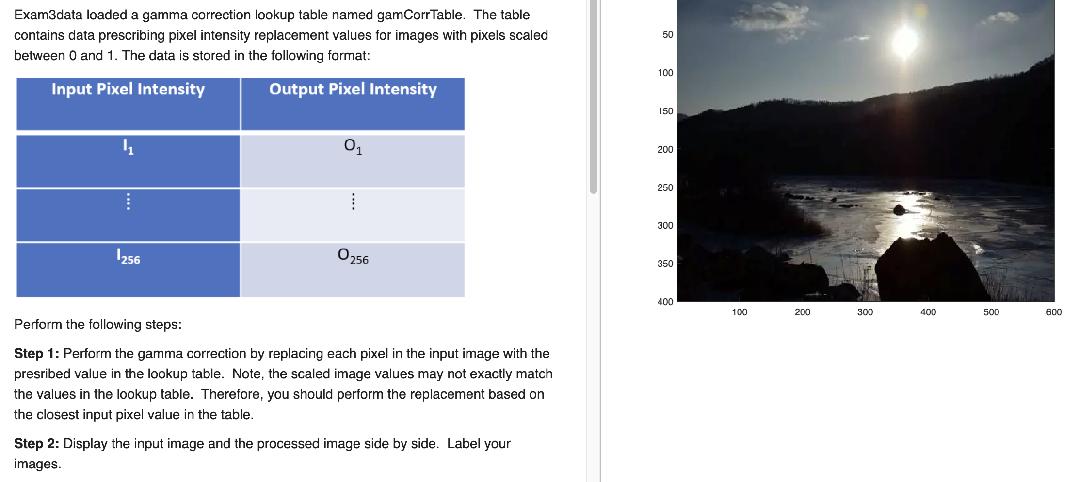 Solved Exam3data loaded a gamma correction lookup table | Chegg.com