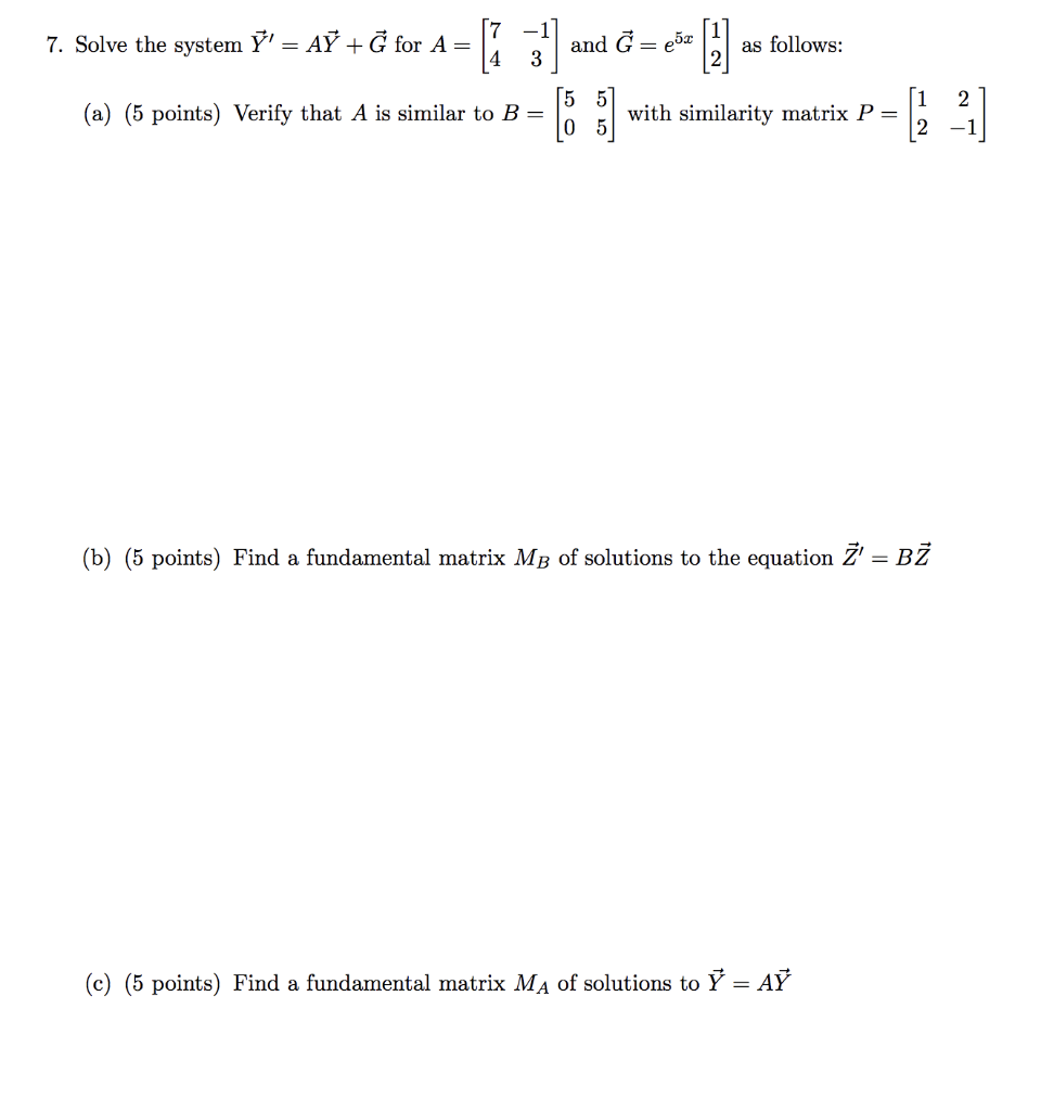 Solved 17 7 Solve The System Y Aỹ G For A And G Chegg Com