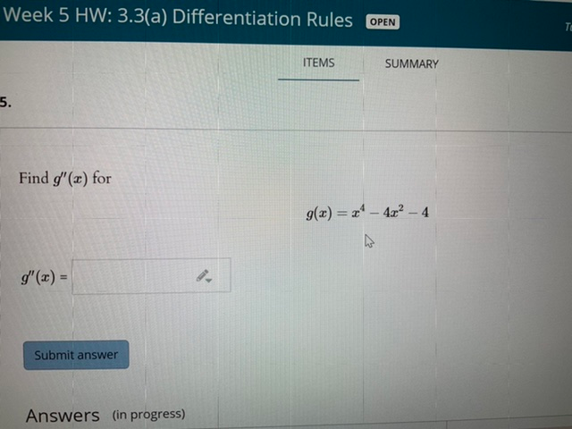 Solved Week 5 HW: 3.3(a) Differentiation Rules OPEN Turr | Chegg.com