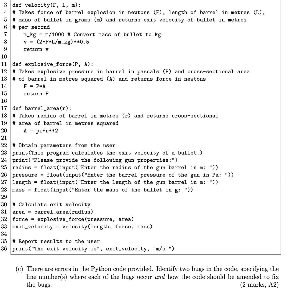 Solved (c) There are errors in the Python code provided. | Chegg.com