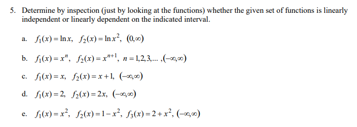 Solved 5. Determine by inspection (just by looking at the | Chegg.com