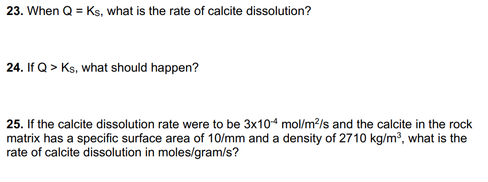 Solved 20. The rate r of calcite dissolution in acid, | Chegg.com
