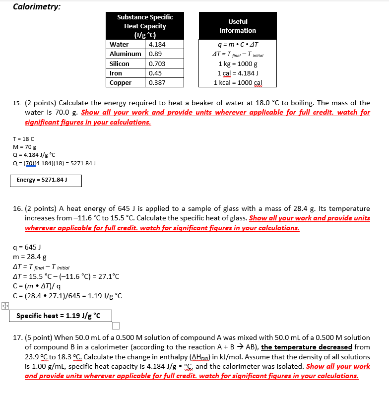 solved-calorimetry-useful-information-substance-specific-chegg