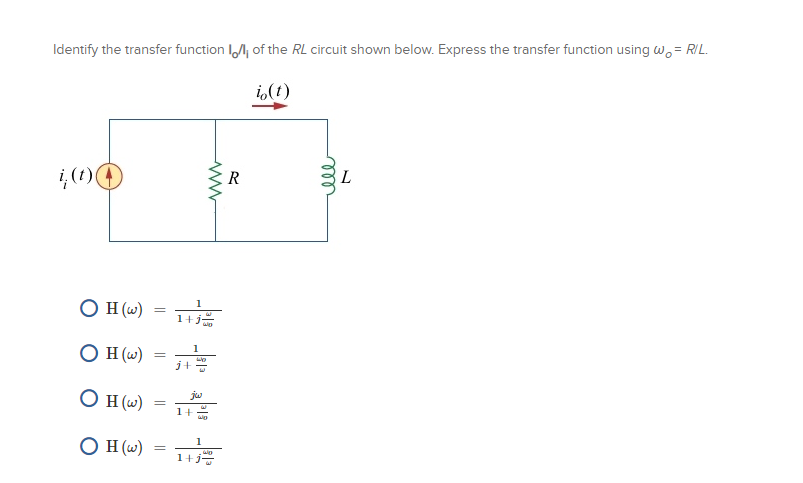 Solved Identify the transfer function / of the RL circuit | Chegg.com