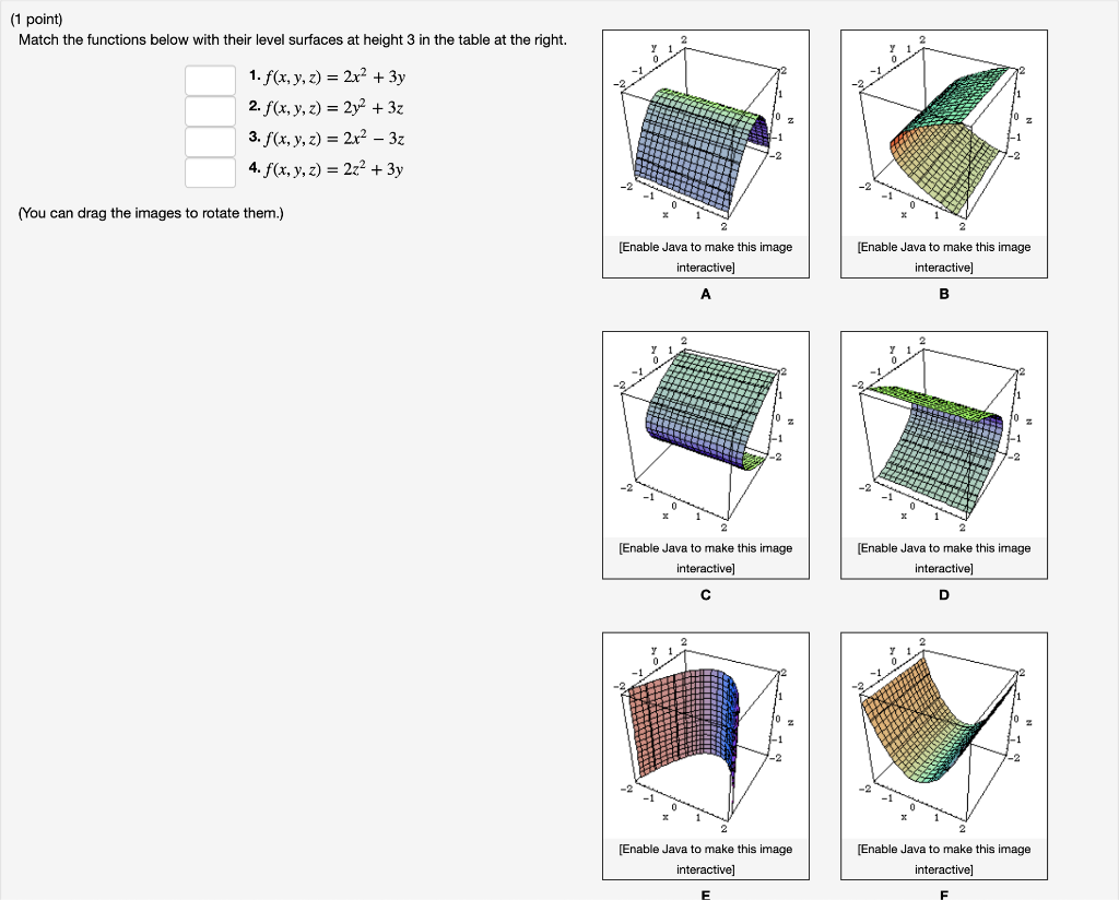 Solved (1 point) Match the functions below with their level | Chegg.com