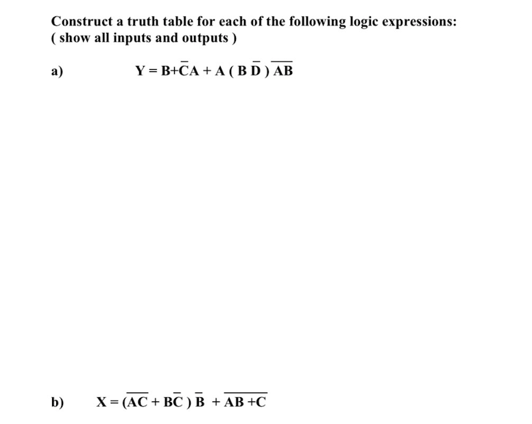 Solved Construct A Truth Table For Each Of The Following | Chegg.com