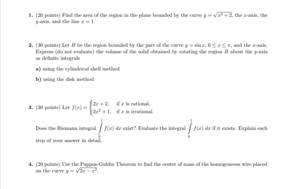 Solved 1. (20 points) Find the area of the region in the | Chegg.com