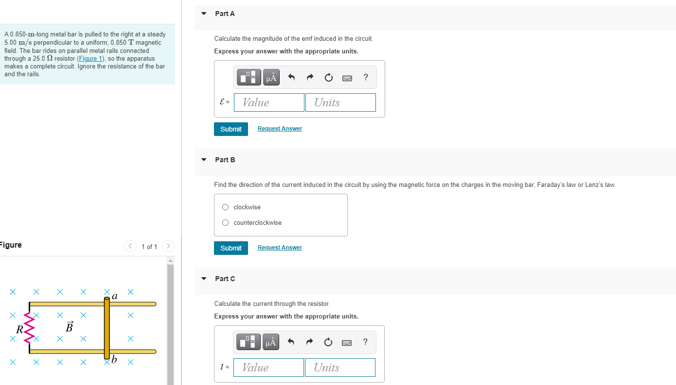 Solved Part A A 0.850mlong metal bar is pulled to the