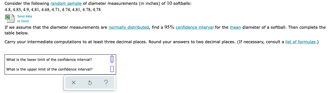 Solved Consider The Following Random Sample Of Diameter | Chegg.com