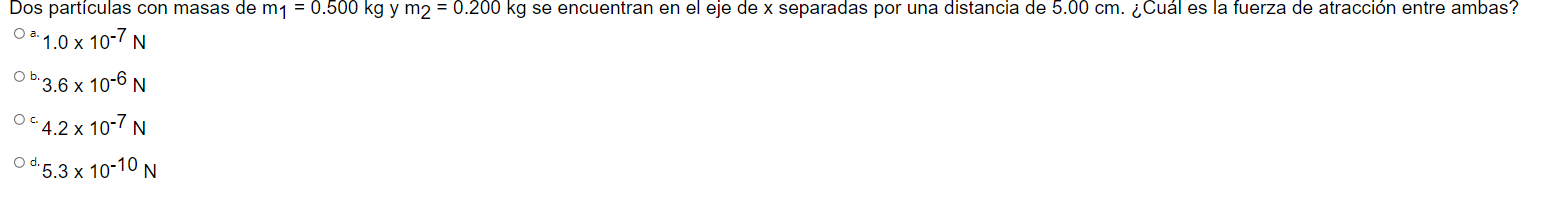 Dos partículas con masas de m1 = 0.500 kg y m2 = 0.200 kg se encuentran en el eje de x separadas por una distancia de 5.00 cm