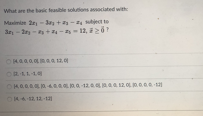 Solved What are the basic feasible solutions associated | Chegg.com