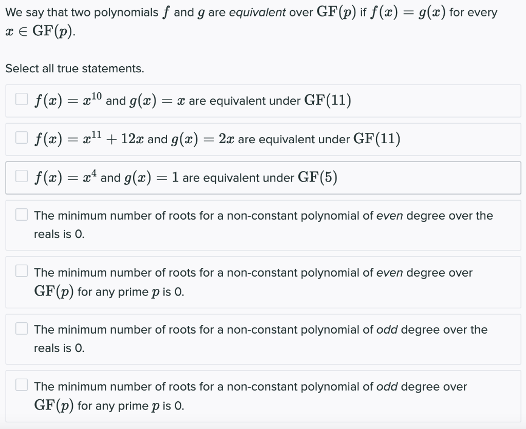 Solved We say that two polynomials f and g are equivalent | Chegg.com