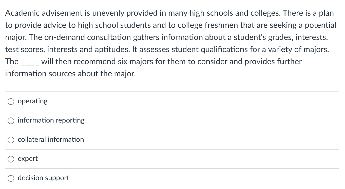 Solved Academic Advisement Is Unevenly Provided In Many High | Chegg.com