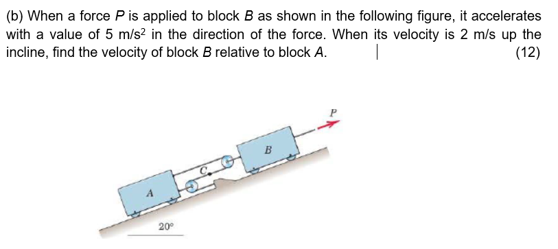 Solved (b) When A Force P Is Applied To Block B As Shown In | Chegg.com