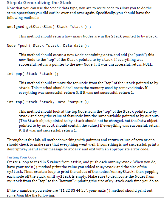 solved question 1 overview using only the stack make a... Solved Step 1: Creating a Single Node In this part, you will | Chegg.com