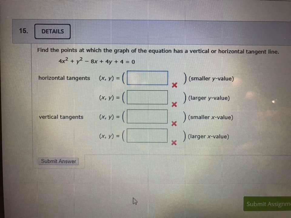 Solved 15. DETAILS Find the points at which the graph of the | Chegg.com