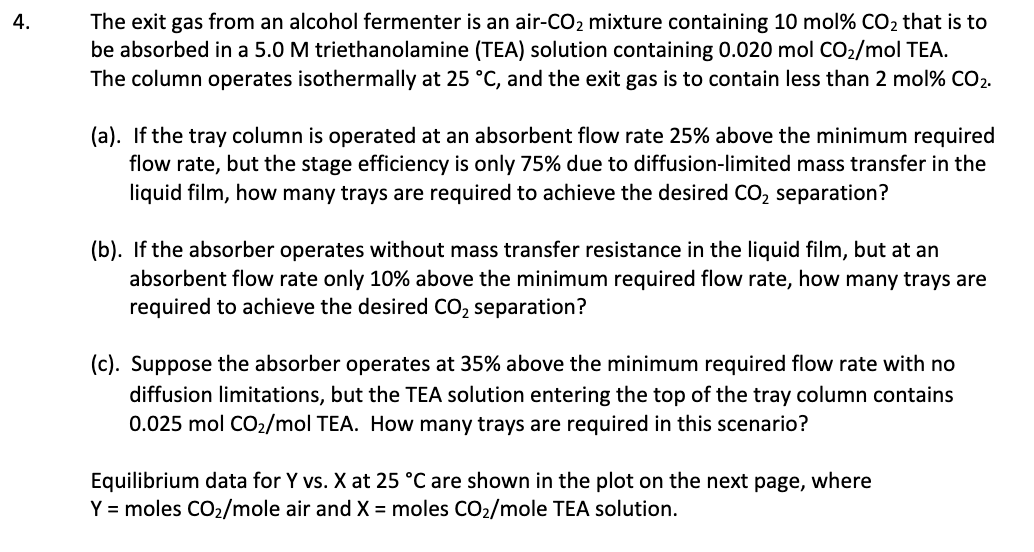 Solved The Exit Gas From An Alcohol Fermenter Is An Air- Co2 