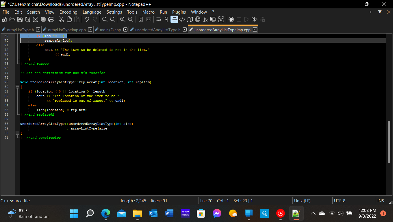 Solved Programming Exercise 12-9 Add the function min as an | Chegg.com