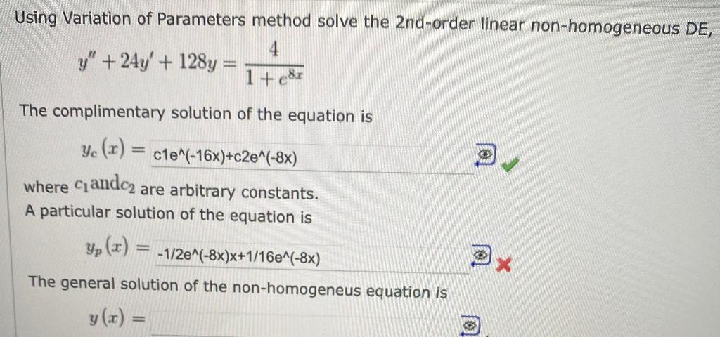 Solved A particular solution of the equation is The | Chegg.com