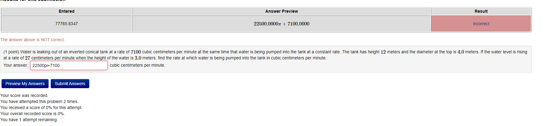 Solved at a rate of 27 centimeters per minute when the | Chegg.com