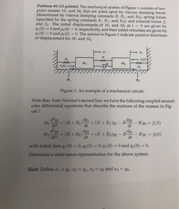 Solved Problem #3 [15 points): The mechanical system of | Chegg.com