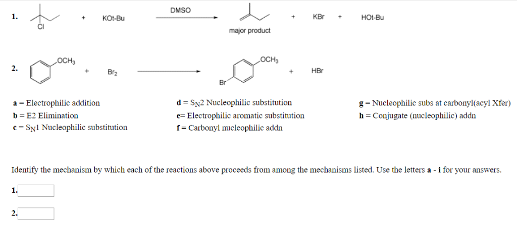 Solved DMSO 1. Cl major product OCHs OCH3 2. +Br2 +HBr Br d | Chegg.com