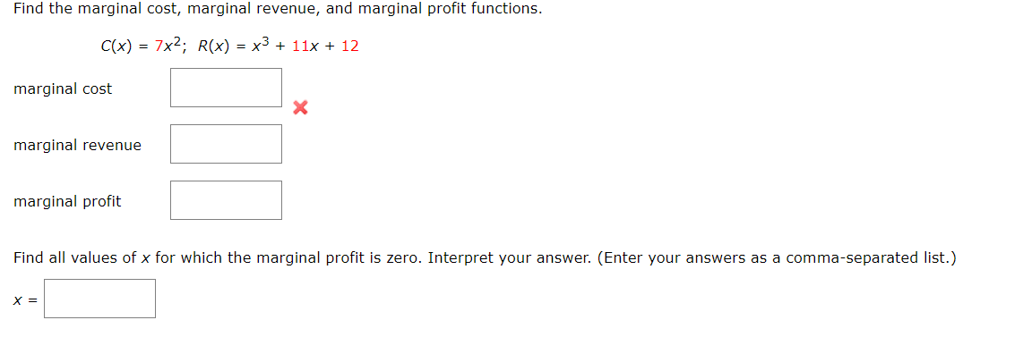 Solved Find the marginal cost, marginal revenue, and | Chegg.com