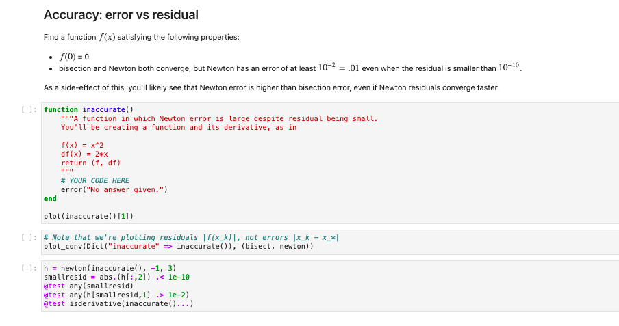 Accuracy: error vs residual Find a function f(x) | Chegg.com